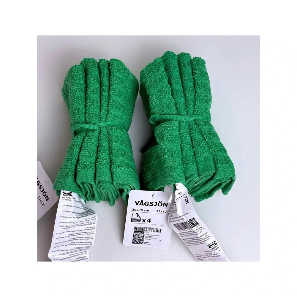 Lot of 8 IKEA Vagsjon Washcloths Towels Green 12